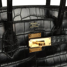Load image into Gallery viewer, Birkin Black Matte Niloticus Crocodile Gold Hardware