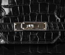 Load image into Gallery viewer, Birkin 40 Bag Black Porosus Crocodile Palladium
