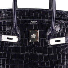 Load image into Gallery viewer, Birkin 35 Bag Blue Marine Porosus Crocodile with Palladium Hardware
