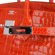 Load image into Gallery viewer, Birkin 30 Bag Orange Crocodile with Palladium Hardware