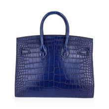 Load image into Gallery viewer, Limited Edition Birkin 25 Bag Sellier Indigo Aizome Porosus Crocodile with Palladium Hardware