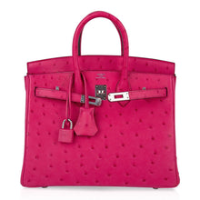 Load image into Gallery viewer, Birkin 25 Rose Tyrien Ostrich Bag Palladium Hardware