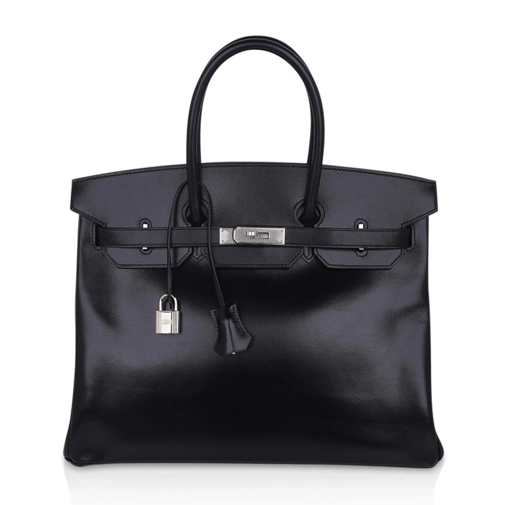 Birkin 35 Bag Black Box Palladium Guilloche Hardware