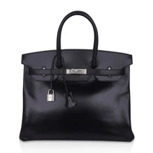 Load image into Gallery viewer, Birkin 35 Bag Black Box Palladium Guilloche Hardware