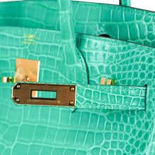 Load image into Gallery viewer, Birkin 30 Bag Jade Porosus Crocodile Gold Hardware