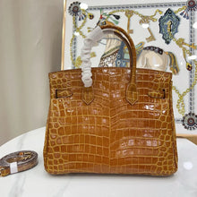 Load image into Gallery viewer, Birkin Shiny Niloticus Crocodile Cowhide Leather Gold Hardware