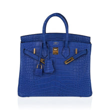 Load image into Gallery viewer, Birkin 25 Bag Blue Zellige Matte Alligator Gold Hardware