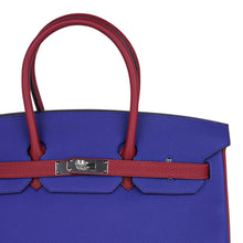 Load image into Gallery viewer, Special Order HSS Birkin 35 Bag Blue Electric &amp; Rouge Granat Togo Leather with Palladium Hardware