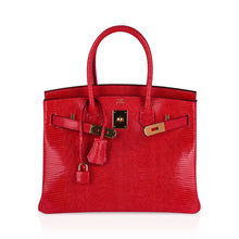 Load image into Gallery viewer, Birkin 30 Bag Rouge Exotique Lizard Limited Edition Gold Hardware Rare