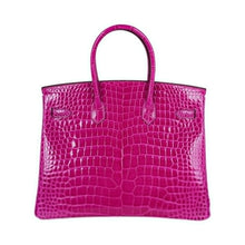 Load image into Gallery viewer, Birkin 35 Rose Scheherazade Porosus Crocodile Bag Gold Hardware