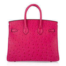 Load image into Gallery viewer, Birkin 25 Rose Tyrien Ostrich Bag Palladium Hardware