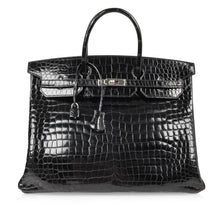 Load image into Gallery viewer, Birkin 40 Bag Black Porosus Crocodile Palladium