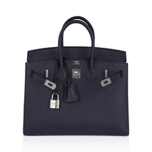 Load image into Gallery viewer, Birkin Sellier 25 Bag Blue Indigo Epsom Leather with Palladium Hardware
