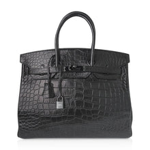 Load image into Gallery viewer, Birkin 35 Bag So Black Limited Edition Matte Black Alligator