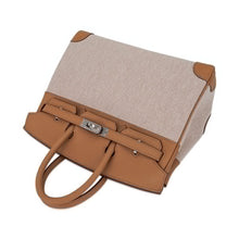 Load image into Gallery viewer, Limited Edition Birkin 25 Bag in Biscuit Swift Leather &amp; Ecru Toile H with Palladium Hardware