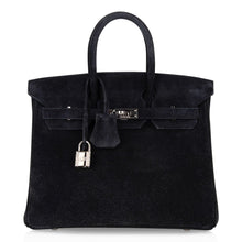 Load image into Gallery viewer, Birkin 25 Bag Black Doblis Suede with Palladium Hardware