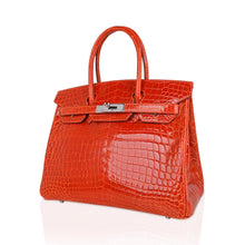 Load image into Gallery viewer, Birkin 30 Bag Orange Crocodile with Palladium Hardware