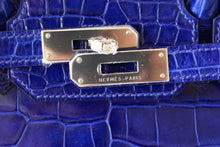 Load image into Gallery viewer, Birkin 35 Bag Vivid Electric Blue Porosus Crocodile Palladium