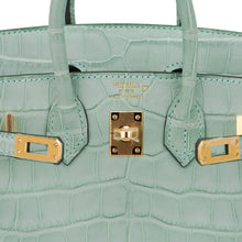 Load image into Gallery viewer, Limited Edition Birkin 20 Sellier Bag Vert D’Eau Matte Alligator with Gold Hardware