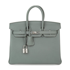 Birkin 25 Bag Vert Amande Togo Palladium Hardware
