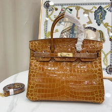 Load image into Gallery viewer, Birkin Shiny Niloticus Crocodile Cowhide Leather Gold Hardware