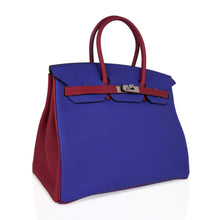 Load image into Gallery viewer, Special Order HSS Birkin 35 Bag Blue Electric &amp; Rouge Granat Togo Leather with Palladium Hardware
