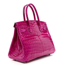 Load image into Gallery viewer, Birkin 30 Rose Pourpre Shiny Niloticus Crocodile Gold Hardware