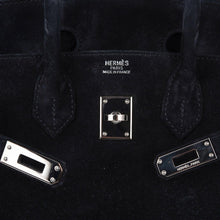 Load image into Gallery viewer, Birkin 25 Bag Black Doblis Suede with Palladium Hardware