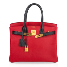 Load image into Gallery viewer, Birkin HSS 30 Bag Rouge Casaque and Black Chevre Brushed Gold Hardware