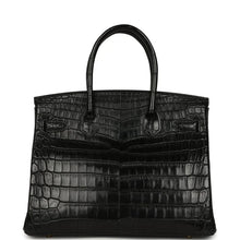 Load image into Gallery viewer, Birkin Black Matte Niloticus Crocodile Gold Hardware
