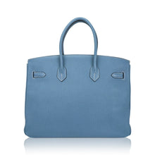 Load image into Gallery viewer, Birkin 35 Bag Blue Jean Togo Leather with Palladium Hardware
