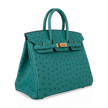 Load image into Gallery viewer, Birkin 25 Bag Vert Verone Ostrich Gold Hardware