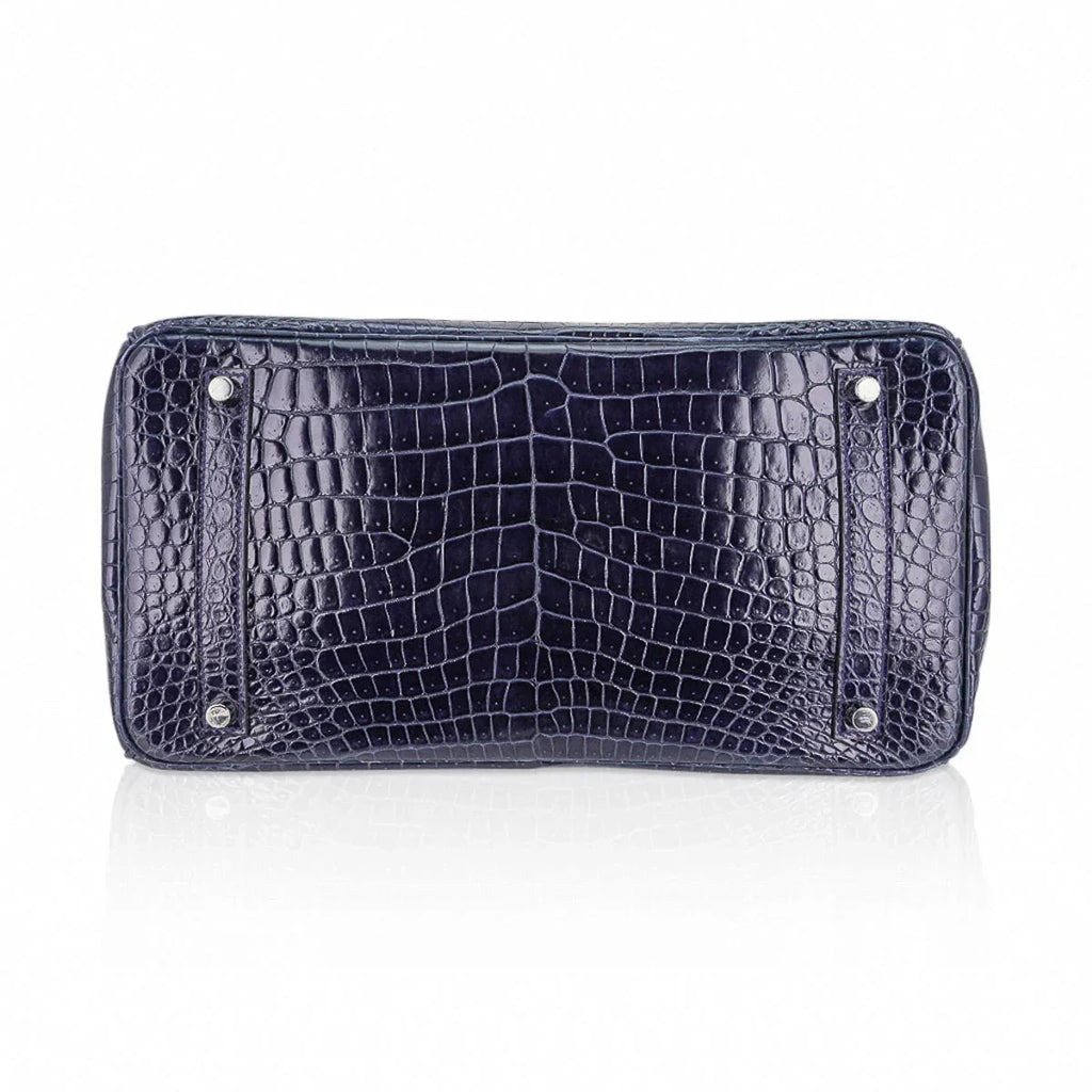 Birkin 35 Bleu Roi Porosus Crocodile Palladium Hardware