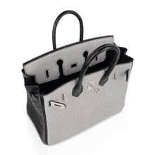 Load image into Gallery viewer, Birkin 25 HSS Bag Gris Perle / Black Matte Alligator Palladium Hardware