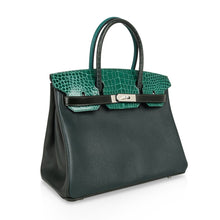 Load image into Gallery viewer, Limited Edition Birkin 30 Bag Patchwork Emerald Green Crocodile &amp; Six Skins
