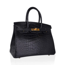 Load image into Gallery viewer, Birkin 30 Matte Alligator Black Bag Gold Hardware