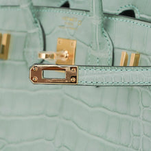 Load image into Gallery viewer, Limited Edition Birkin 20 Sellier Bag Vert D’Eau Matte Alligator with Gold Hardware