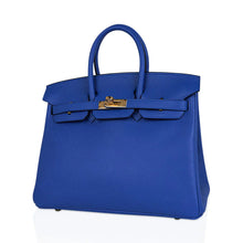 Load image into Gallery viewer, Birkin 25 Bag Blue Zellige Novillo Leather with Gold Hardware