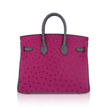 Load image into Gallery viewer, Birkin HSS 25 Bag Rose Pourpre and Gris Agate Ostrich with Gold Hardware