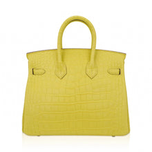 Load image into Gallery viewer, Birkin 25 Bag Lime Matte Alligator with Palladium Hardware