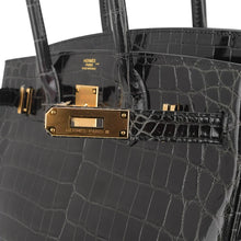 Load image into Gallery viewer, Birkin 30 Bag Graphite Niloticus Crocodile with Gold Hardware