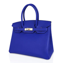 Load image into Gallery viewer, Birkin 30 Bag Blue Electric Clemence Gold Hardware