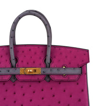 Load image into Gallery viewer, Birkin HSS 25 Bag Rose Pourpre and Gris Agate Ostrich with Gold Hardware