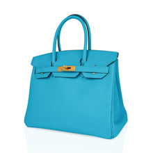 Load image into Gallery viewer, Birkin 30 Bleu Aztec Bag Chevre Leather with Gold Hardware