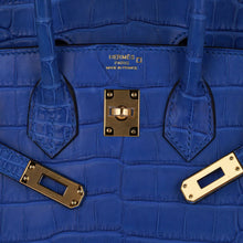 Load image into Gallery viewer, Birkin 25 Bag Blue Zellige Matte Alligator Gold Hardware