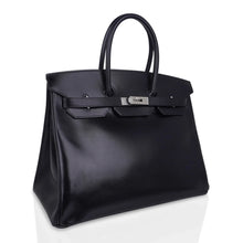 Load image into Gallery viewer, Birkin 35 Bag Black Box Palladium Guilloche Hardware
