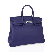 Load image into Gallery viewer, Limited Edition Birkin 35 Bag Blue Sapphire Taurillon Novillo Leather &amp; Toile Sea Surf &amp; Fun