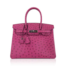 Load image into Gallery viewer, Birkin 30 Bag Rose Pourpre Ostrich with Palladium Hardware