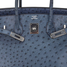 Load image into Gallery viewer, Birkin Vintage 35 Bag Blue Roi Ostrich Palladium Hardware