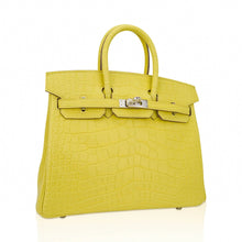 Load image into Gallery viewer, Birkin 25 Bag Lime Matte Alligator with Palladium Hardware